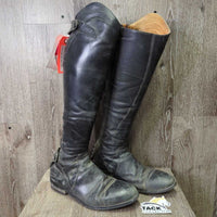 Dress Boots, zips *fair, rubs, scrapes, faded, creases/hard folds, torn heel cover, repairs, stretched els, cracked/hole
