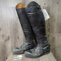Dress Boots, zips *fair, rubs, scrapes, faded, creases/hard folds, torn heel cover, repairs, stretched els, cracked/hole
