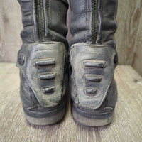 Dress Boots, zips *fair, rubs, scrapes, faded, creases/hard folds, torn heel cover, repairs, stretched els, cracked/hole
