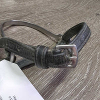 POW Spurs, Thick Leather Spur Straps *gc, rubs, frayed/stretched holes, mclean & dirt, faded, stiff, scratches
