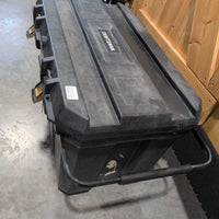 Craftsman Plastic Tack Trunk, Wheels, Pull Out Handle *gc, dirty, tape, oily?residue top, NO Trays
