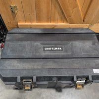 Craftsman Plastic Tack Trunk, Wheels, Pull Out Handle *gc, dirty, tape, oily?residue top, NO Trays
