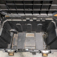Craftsman Plastic Tack Trunk, Wheels, Pull Out Handle *gc, dirty, tape, oily?residue top, NO Trays
