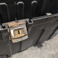 Craftsman Plastic Tack Trunk, Wheels, Pull Out Handle *gc, dirty, tape, oily?residue top, NO Trays
