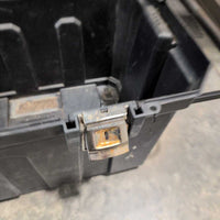 Craftsman Plastic Tack Trunk, Wheels, Pull Out Handle *gc, dirty, tape, oily?residue top, NO Trays
