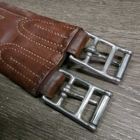 Padded Leather Girth, els *gc, rubs, scrapes, scuffs, dirty, stains, older, stretched elastic
