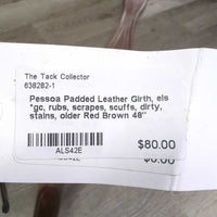 Padded Leather Girth, els *gc, rubs, scrapes, scuffs, dirty, stains, older, stretched elastic
