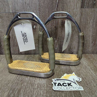 Flexi Stirrup Irons, grips *gc, dirty, sandy, rubs, scuffs, stains, loose tops, stiff, discolored

