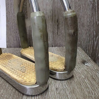 Flexi Stirrup Irons, grips *gc, dirty, sandy, rubs, scuffs, stains, loose tops, stiff, discolored
