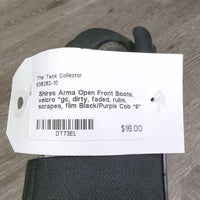 Open Front Boots, velcro *gc, dirty, faded, rubs, scrapes, film
