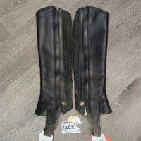 Thick Leather Half Chaps *gc, mnr dirt & residue, rubs, faded, stretched, unstitched seams
