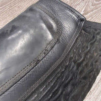 Thick Leather Half Chaps *gc, mnr dirt & residue, rubs, faded, stretched, unstitched seams
