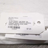 2 Thin Flannel Leg Quilts *gc, clean, puckers, stretched, puckers, creases, marker, loose, older, marker
