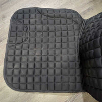 Satin Quilt Dressage Pad, 1x piping *xc, clean, mnr residue, hair
