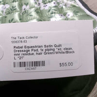 Satin Quilt Dressage Pad, 1x piping *xc, clean, mnr residue, hair
