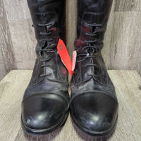 Field Boots, Zips *gc, clean, rubs, scuffs, stiff creases, NO Insoles, split edges
