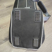 Padded Tall Boot Bag, Shoulder Strap *vgc/gc, clean, mnr piping edge rubs & frays, inside: mnr stains, loose threads & pulled seam
