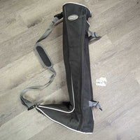Padded Tall Boot Bag, Shoulder Strap *vgc/gc, clean, mnr piping edge rubs & frays, inside: mnr stains, loose threads & pulled seam

