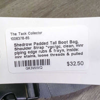 Padded Tall Boot Bag, Shoulder Strap *vgc/gc, clean, mnr piping edge rubs & frays, inside: mnr stains, loose threads & pulled seam
