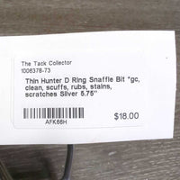 Thin Hunter D Ring Snaffle Bit *gc, clean, scuffs, rubs, stains, scratches
