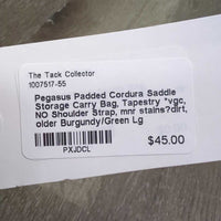 Padded Cordura Saddle Storage Carry Bag, Tapestry *vgc, NO Shoulder Strap, mnr stains?dirt, older
