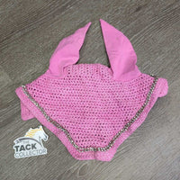 Crochet Ear Bonnet Fly Veil, 2x Bling *vgc/gc, clean, stains, loose & missing blings
