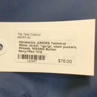 JUNIORS Technical Show Jacket *vgc/gc, seam puckers, threads, MISSING Button
