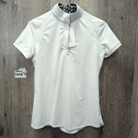 SS 1/4 Zip Show Shirt, snap collar *vgc, clean, mnr stains
