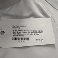 SS Show Shirt, 1/3 Zip Up, Snap Collar *gc, seam puckers, mnr stains, marks, rubs & pills
