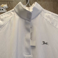 SS Show Shirt, 1/4 Zip Up, Snap Collar, Mesh Sleeves & Shoulders, perforations *xc, v.mnr stains
