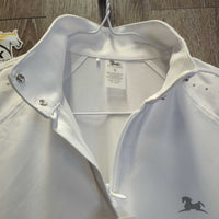 SS Show Shirt, 1/4 Zip Up, Snap Collar, Mesh Sleeves & Shoulders, perforations *xc, v.mnr stains
