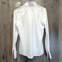 LS Sun Show Shirt, snap collar,1/4 Zip Up, Mesh Sleeves *xc/vgc, clean, mnr dent?rub & cuff stain
