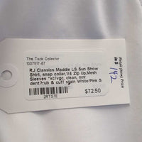 LS Sun Show Shirt, snap collar,1/4 Zip Up, Mesh Sleeves *xc/vgc, clean, mnr dent?rub & cuff stain
