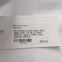 LS Sun Show Shirt, snap collar, 1/4 Zip Up, Mesh Sleeves *vgc/xc, older?, seam puckers
