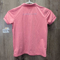 JUNIORS SS Polo Shirt, 1/4 Button Up *xc, clean, v.mnr threads/snags
