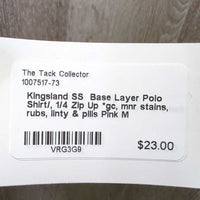 SS Base Layer Polo Shirt/, 1/4 Zip Up *gc, mnr stains, rubs, linty & pills
