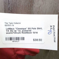 "Classique" SS Polo Shirt, 1/4 Zip Up *xc, puckered seams?shrunk
