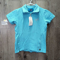 JUNIORS SS Polo Shirt, 1/4 Zip Up *gc, seam puckers, mnr faded
