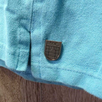 JUNIORS SS Polo Shirt, 1/4 Zip Up *gc, seam puckers, mnr faded

