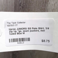 JUNIORS SS Polo Shirt, 1/4 Zip Up *gc, seam puckers, mnr faded
