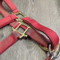 Thick Nylon Halter, adj, snap *gc, faded, dirty, frayed & rubbed edges, stains
