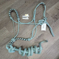Thick Stiff Nylon Rope Halter, Attached Nylon Lead Rope, Wrapped Nose *gc, rubs, frays, stains, dirty, snags, frayed end
