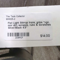 Flat Light Stirrup Irons, grips *vgc, mnr dirt, scrapes, rubs & scratches
