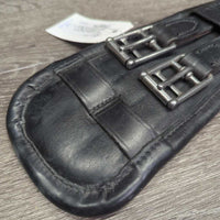 Thick Padded Leather Anatomical Short - Dressage Girth, 2x els *gc, mnr dirt, film, residue & creases, hollow spots
