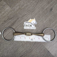 Med French Link Loose Ring Bit, center lozenge/bar *gc/fair, clean, scale, stains, residue, scrapes, scratches

