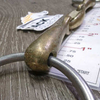 Med French Link Loose Ring Bit, center lozenge/bar *gc/fair, clean, scale, stains, residue, scrapes, scratches
