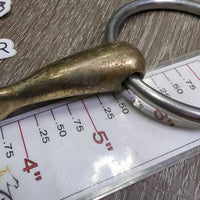 Med French Link Loose Ring Bit, center lozenge/bar *gc/fair, clean, scale, stains, residue, scrapes, scratches
