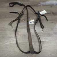 Flat Breastplate, 2x straps, snaps *gc, older, clean, residue rubs, creases, mnr dirt, hair, slice
