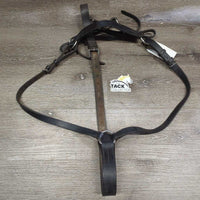 Flat Breastplate, 2x straps, snaps *gc, older, clean, residue rubs, creases, mnr dirt, hair, slice
