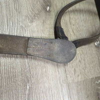 Flat Breastplate, 2x straps, snaps *gc, older, clean, residue rubs, creases, mnr dirt, hair, slice
